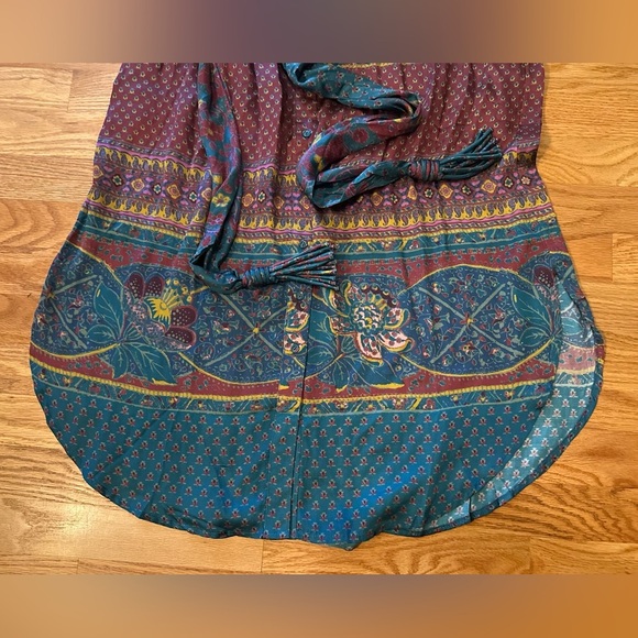 Sundance La Villette Midi Dress - Silky Texture - Boho Blue/Burgundy - Sz Medium - Picture 5 of 14